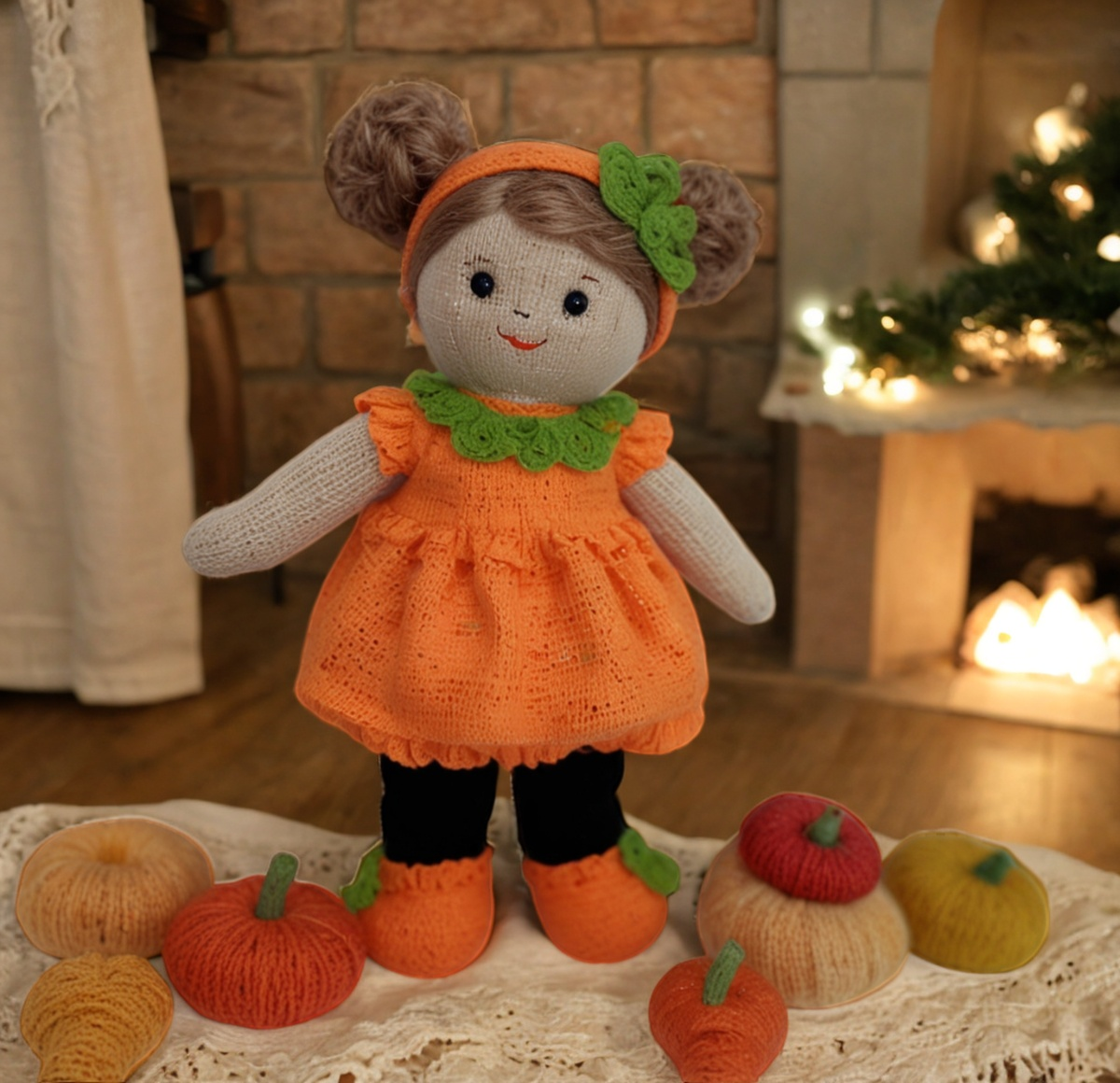 Strickmuster für Halloween-Kürbispuppe 